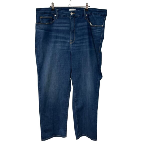 Good American Good Legs Straight Jeans Curve Plus Size 22 Blue Stretch Dark Wash - Picture 2 of 7
